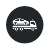 Lack And White Icon Of A Car And Truck Side By Side, Representing Transportation.