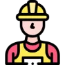 Animated Construction Worker With A Yellow Hard Hat, Friendly And Surrounded By Tools.