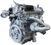 Close-Up Of A Car Engine On A White Background, Highlighting Its Intricate Design.