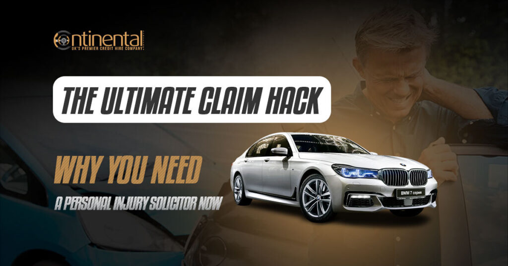 Luxury Car With Injured Driver And Text Overlay Promoting Personal Injury Solicitor Services In The Uk